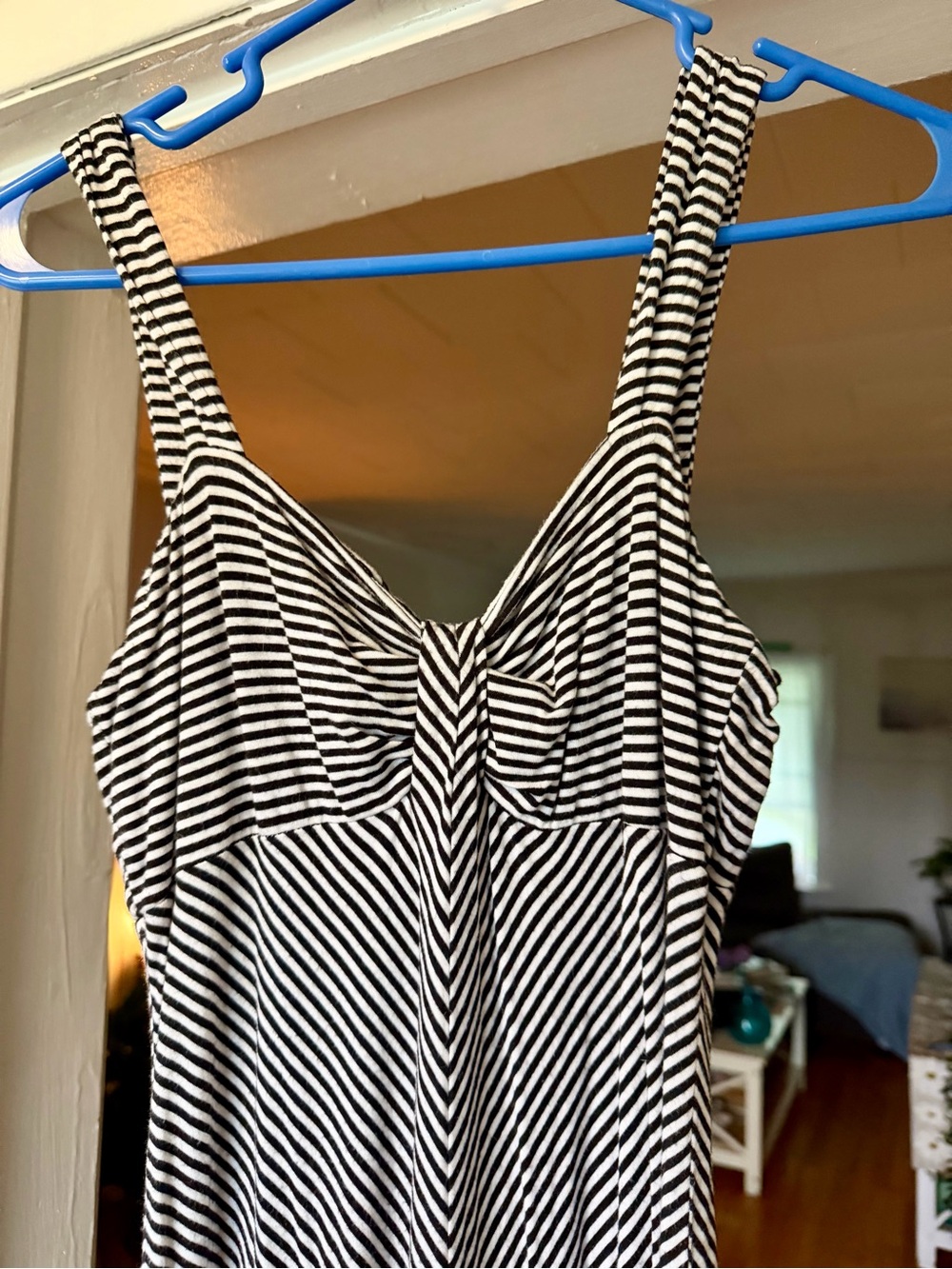 Max Studio Black and White Striped Knot-Front Dress